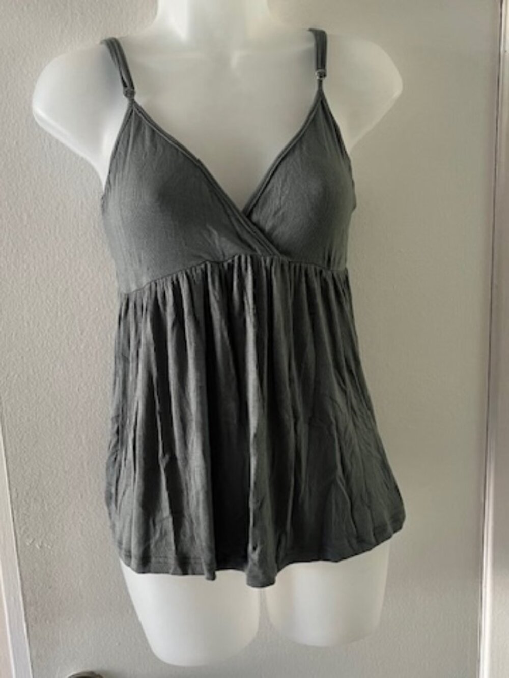 Comfortable Green/Gray Flared Tank Top
